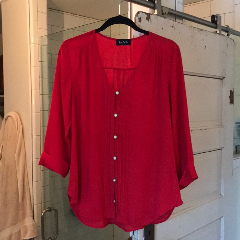 Red Fabrik Button Down Top